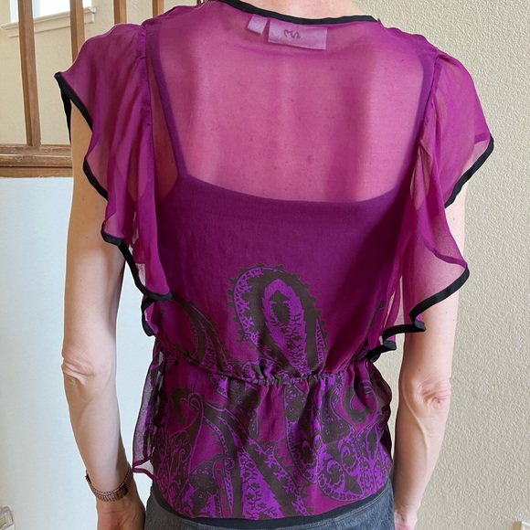 Kenar | Purple sheer paisley blouse top - Picture 6 of 12